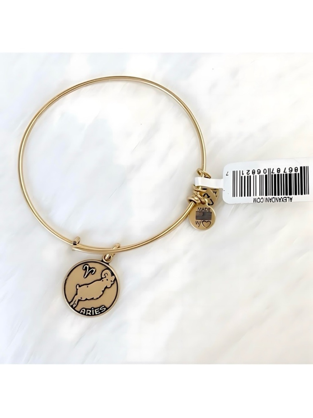 Alex & Ani Aries II Bangle Bracelet Gold New With Tag
